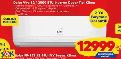 DOLCE VİTA 12 12000 BTU INVERTER DUVAR TİPİ KLİMA DOLCE VİTA 12 12000 BTU INVERTER DUVAR TİPİ KLİMA